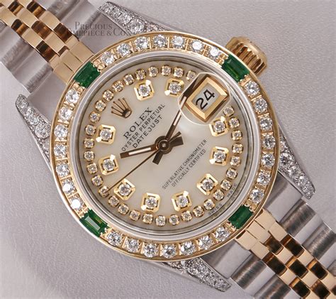 ladies rolex 26mm machine set diamond bezel|rolex datejust 26mm two tone.